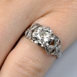 A mid 20th century old-cut diamond single-stone ring,