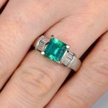 An 18ct gold emerald single-stone ring,