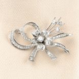 A mid 20th century diamond floral spray brooch.