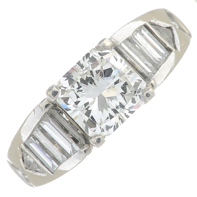 A square-shape diamond single-stone ring, - Image 4 of 5