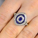 A sapphire and brilliant-cut diamond dress ring.Principal sapphire calculated weight 0.45ct,
