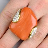 A coral and diamond dress ring, by Gavello.