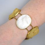 A lava cameo bracelet, depicting women in profile, including Hera.Length 17.8cms.