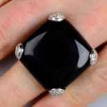 An onyx and diamond dress ring, by Gavello.