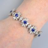 A Burmese sapphire and vari-cut diamond cluster bracelet.