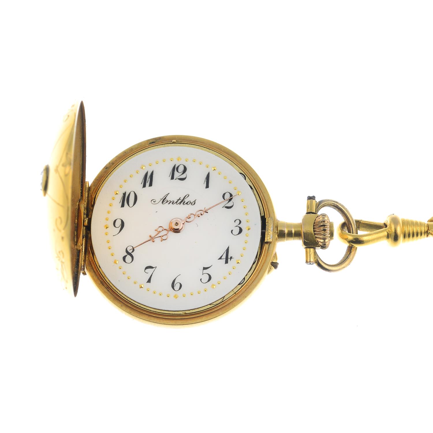 An Art Nouveau 14ct gold vari-cut diamond pocket watch, - Image 3 of 6