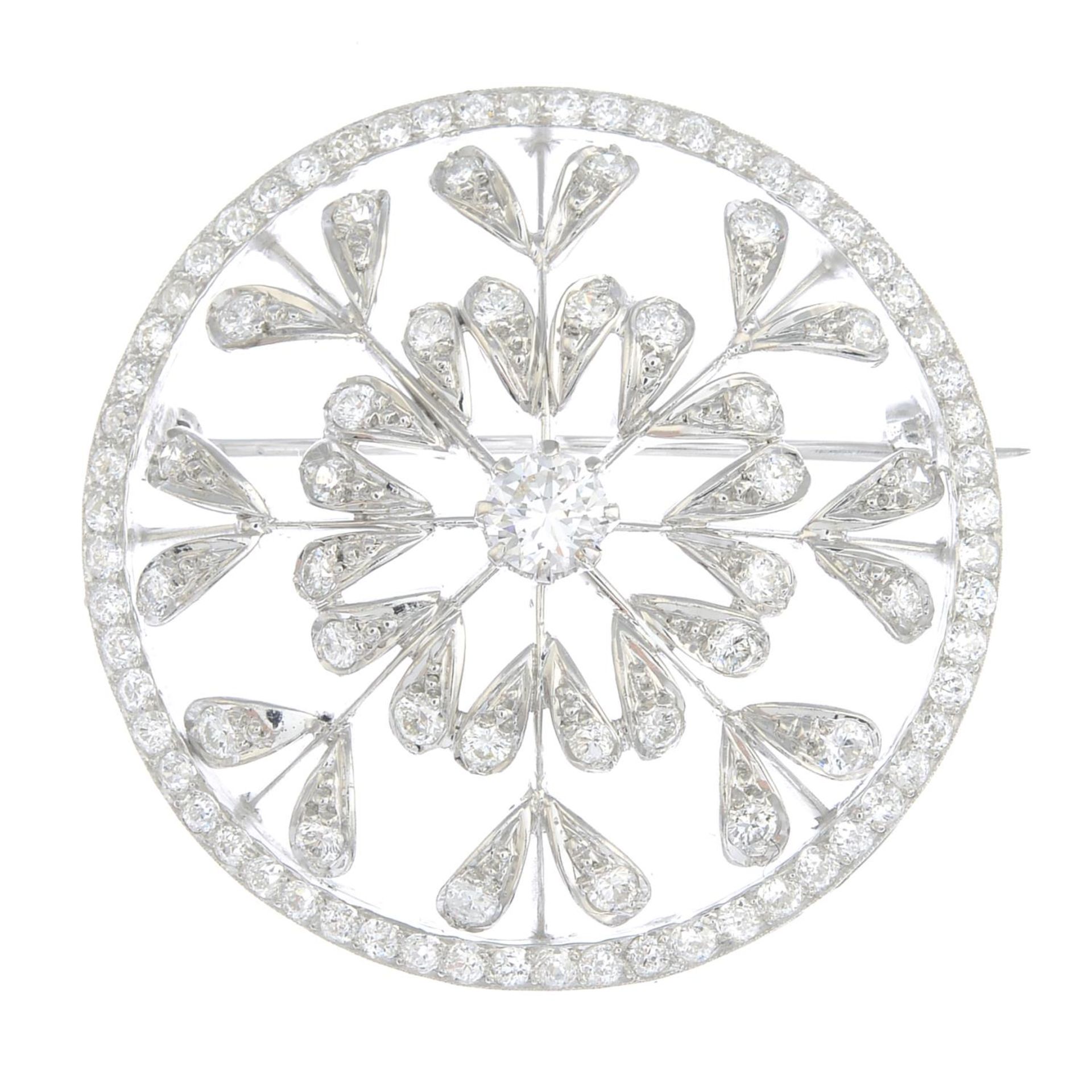 A diamond openwork floral brooch.Principal diamond estimated weight 0.35ct, - Image 3 of 4