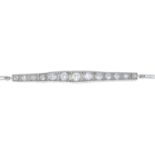 A mid 20th century old-cut diamond bracelet.Estimated total diamond weight 1.25cts,