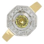 An 18ct gold yellow sapphire and brilliant-cut diamond cluster ring.