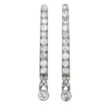 A pair of old-cut diamond drop earrings.Estimated total diamond weight 1.20cts,