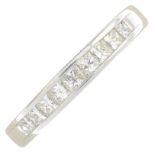 An 18ct gold square-shape diamond half eternity ring.Estimated total diamond weight 0.50ct,