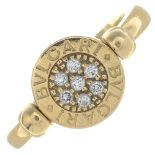 A brilliant-cut diamond 'Bulgari Bulgari' dress ring.Signed Bulgari.Estimated total diamond weight