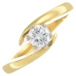 An 18ct gold brilliant-cut diamond single-stone ring,