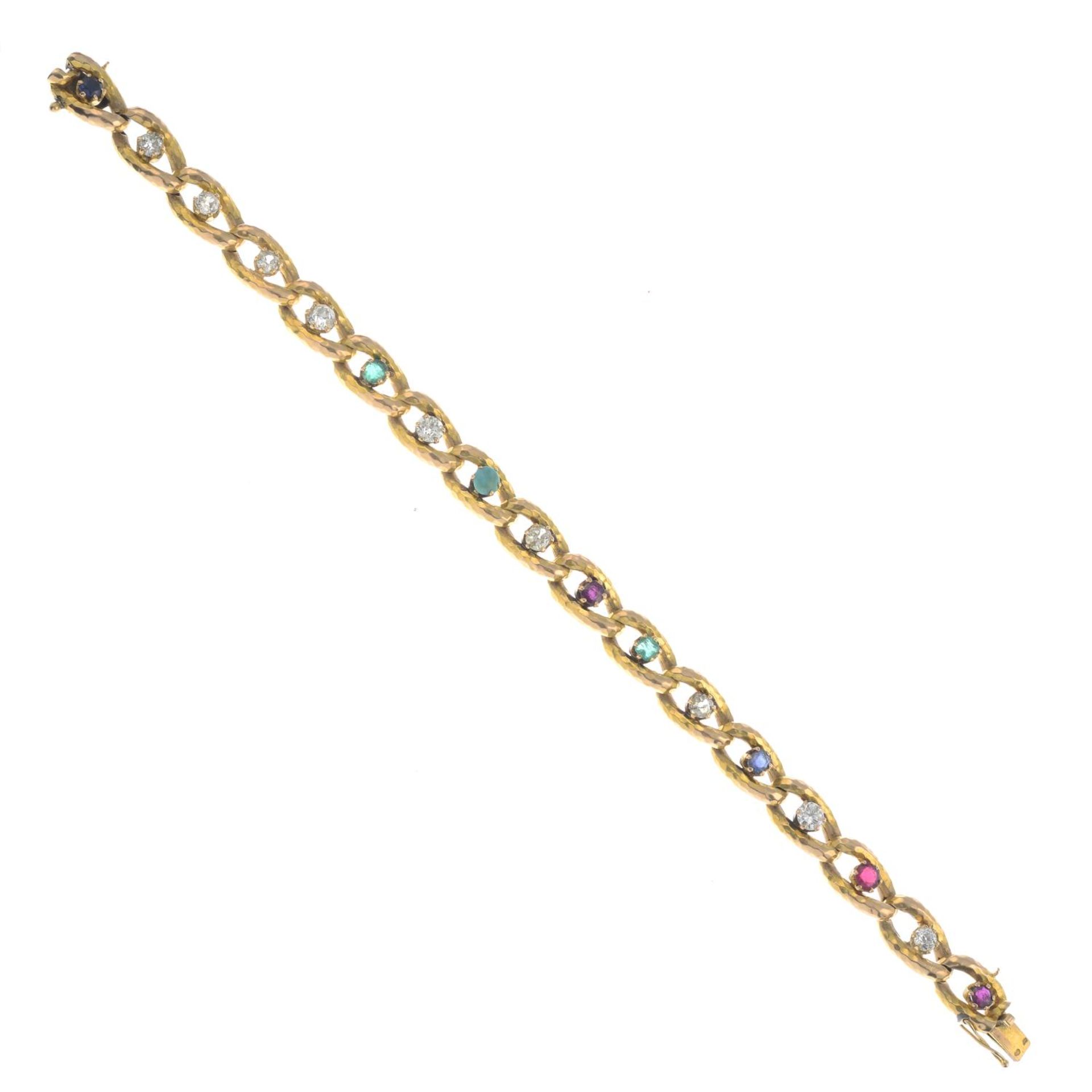 A vari-cut diamond and gem-set bracelet.Gems include ruby, - Bild 2 aus 3