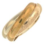 A 'les must de Cartier, Trinity' ring, by Cartier.Signed Cartier, O8315Y.French assay marks.