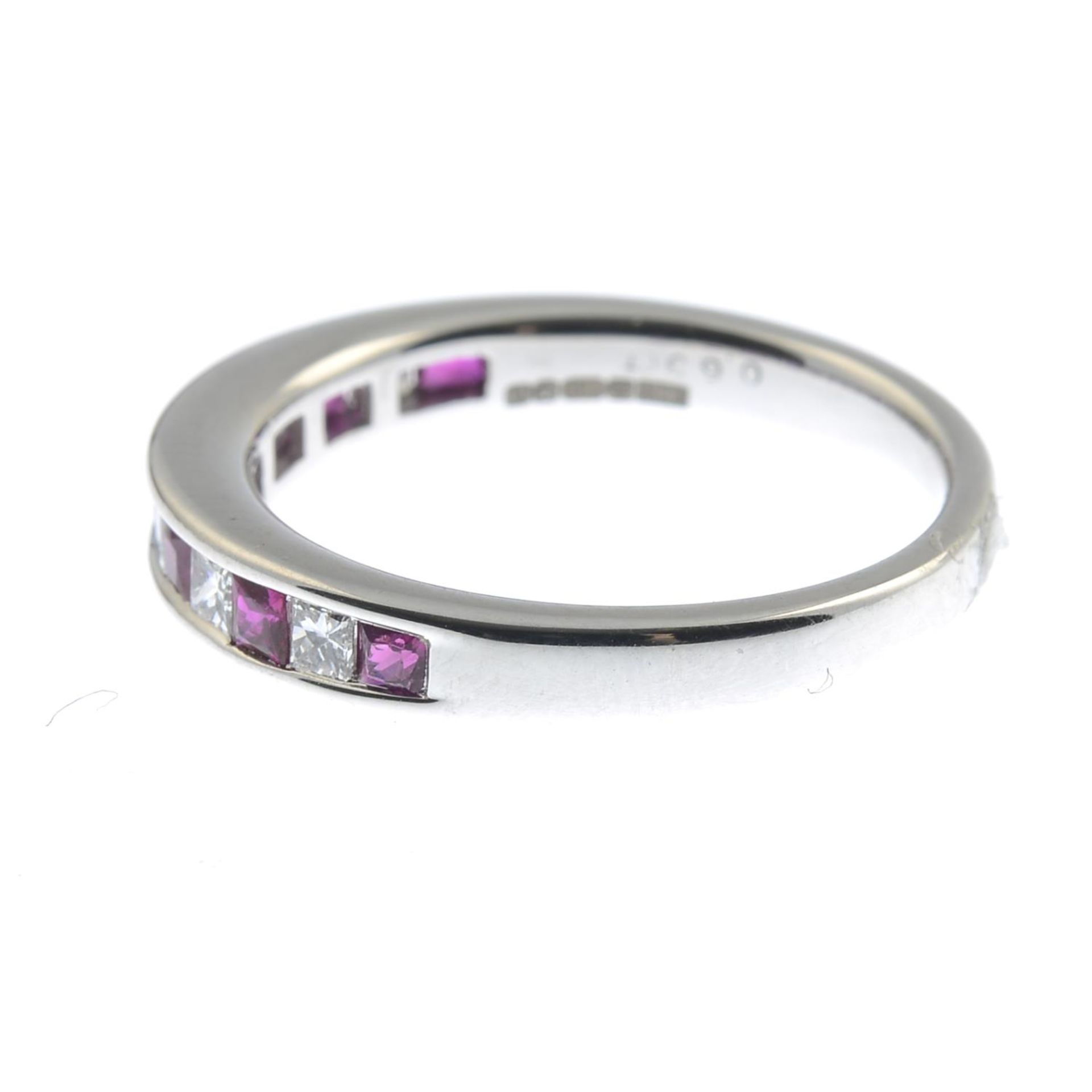 An 18ct gold ruby and diamond half eternity ring.Total ruby weight 0.63ct, - Bild 3 aus 3