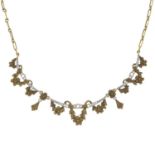 A Belle Époque 18ct gold rose-cut diamond necklace.Length 46cms.