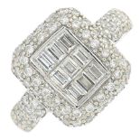 An 18ct gold vari-cut diamond dress ring.Estimated total diamond weight 1ct,