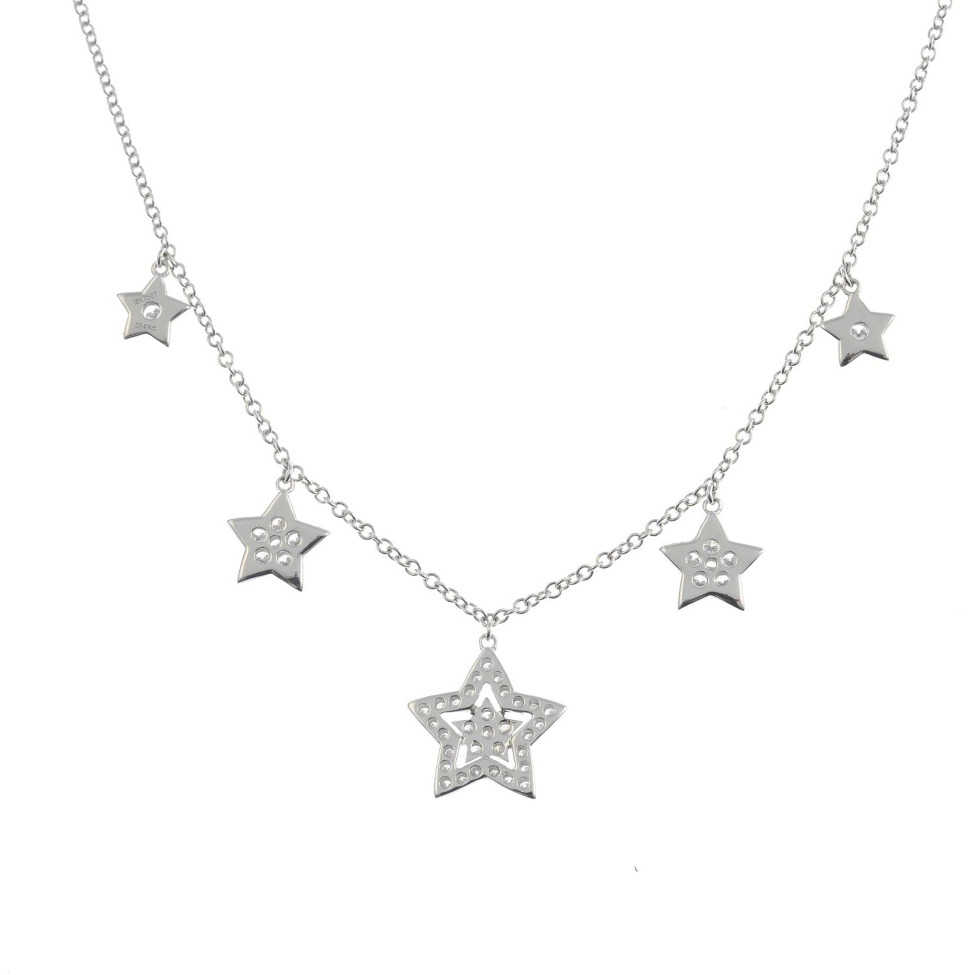 A brilliant-cut diamond star-shape necklace.Total diamond weight 0.41ct.Stamped 750.Length 41cms. - Bild 3 aus 3