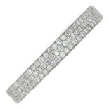 An 18ct gold pave-set diamond half eternity ring.Estimated total diamond weight 0.30ct.Hallmarks