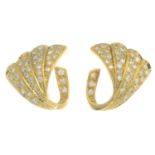 A pair of 18ct gold brilliant-cut diamond earrings.Estimated total diamond weight 1.40cts,