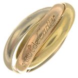 A 'les must de Cartier, Trinity' ring, by Cartier.Signed Cartier, A9969X.French assay marks.