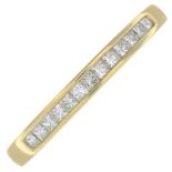 An 18ct gold square-shape diamond half eternity ring.Estimated total diamond weight 0.25ct,