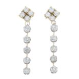 A pair of old-cut diamond drop earrings.Estimated total diamond weight 1.65cts.