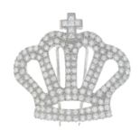 A vari-cut diamond crown brooch.Estimated total diamond weight 3.25cts,