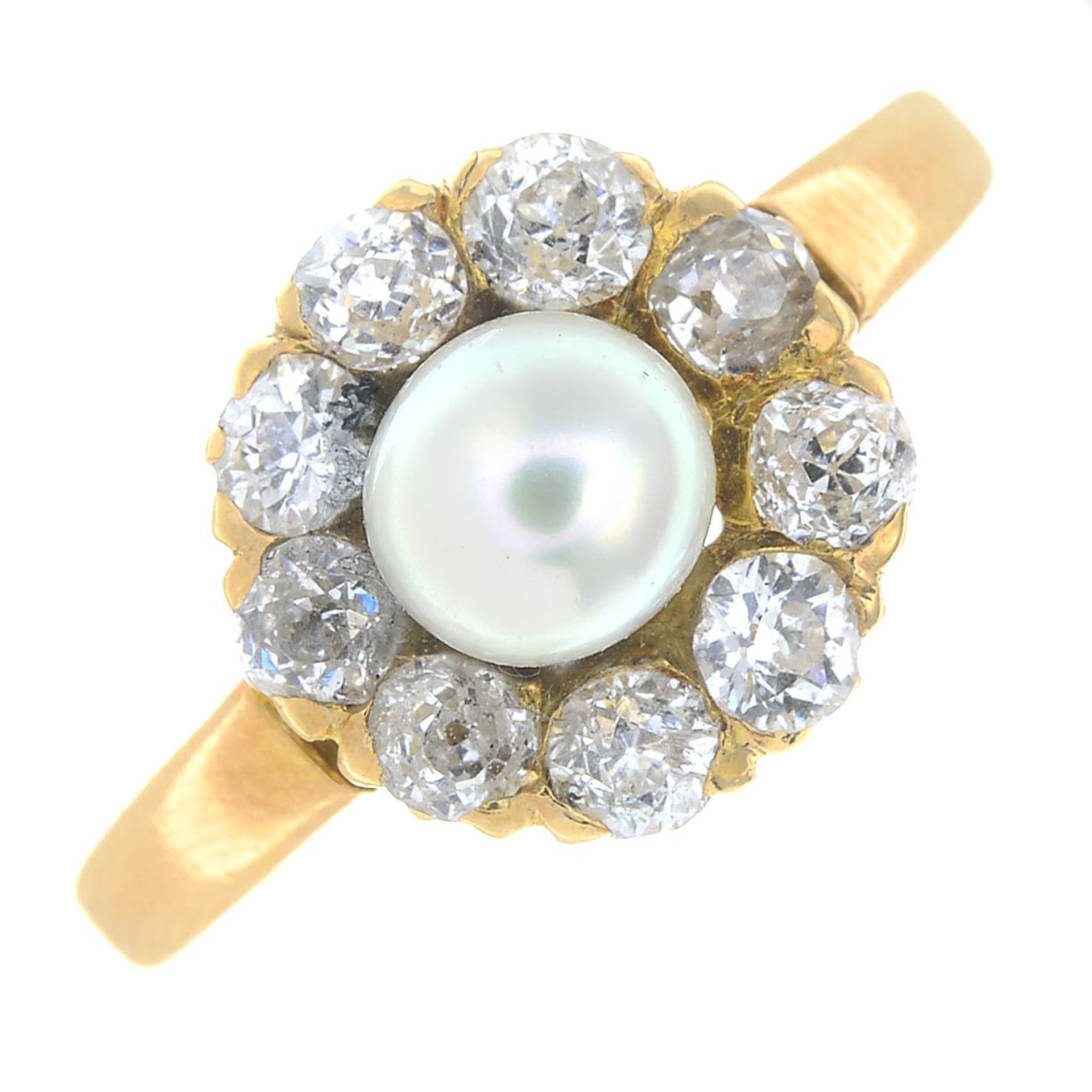 A late 19th century split pearl and old-cut diamond cluster ring,