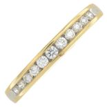 A brilliant-cut diamond half eternity ring.Total diamond weight 0.22ct,