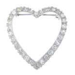 A single-cut diamond heart-shaped brooch.Estimated total diamond weight 1.20cts,