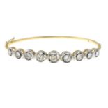 An old-cut diamond hinged bangle.Estimated total diamond weight 1.30cts,