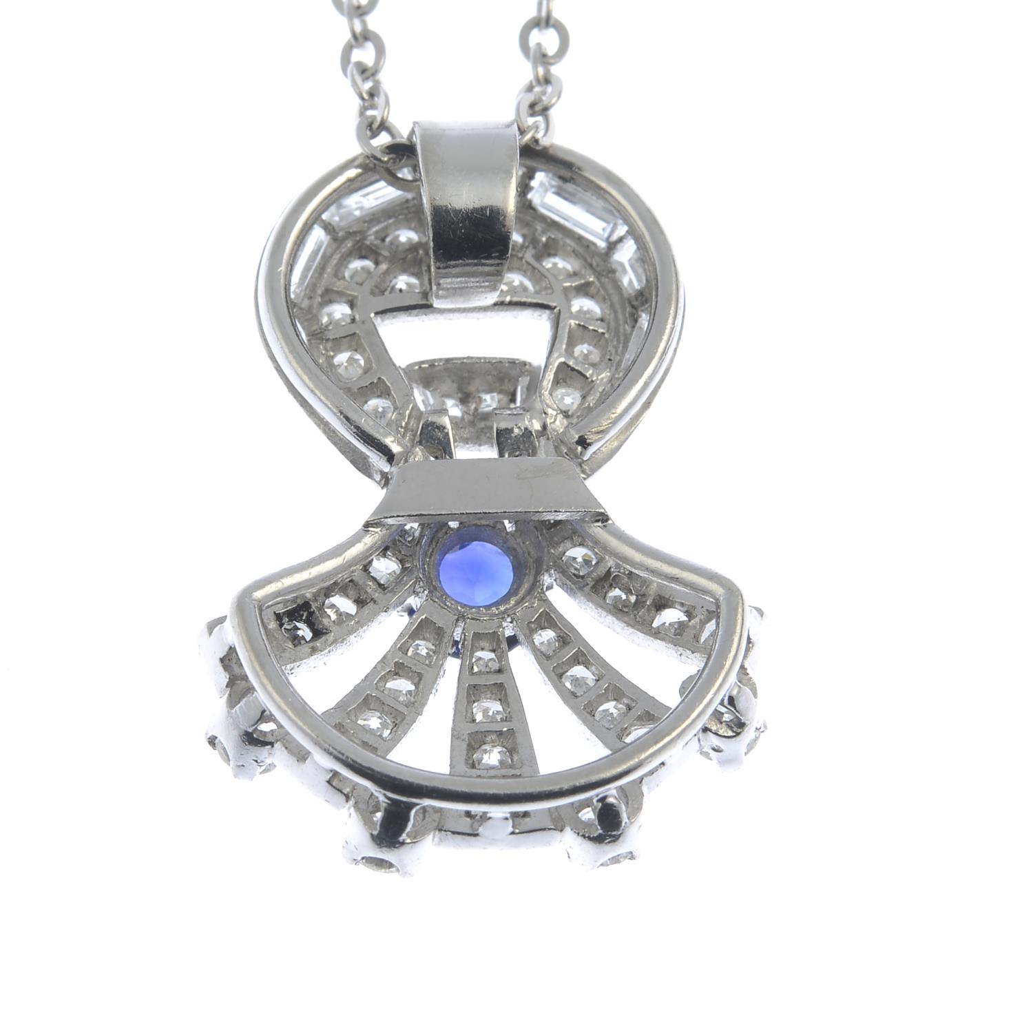 A sapphire and vari-cut diamond pendant, - Image 2 of 3