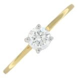 An 18ct gold brilliant-cut diamond single-stone ring.Estimated diamond weight 0.40ct,