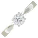 A 9ct gold brilliant-cut diamond single-stone ring.Estimated diamond weight 0.50ct,