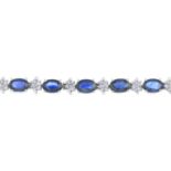 A sapphire and brilliant-cut diamond bracelet.Total sapphire weight 2.34cts,