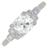 An early 20th century platinum old-cut diamond ring.