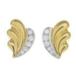 A pair of 18ct bi-colour gold brilliant-cut diamond earrings.Estimated total diamond weight