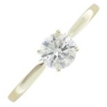 A 9ct gold brilliant-cut diamond single-stone ring.Diamond weight 0.50ct,