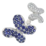 A sapphire and brilliant-cut diamond butterfly ring.Estimated total diamond weight 0.25ct.French