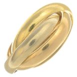 A 'les must de Cartier, Trinity' ring, by Cartier.Signed Cartier, O4534N.French assay marks.