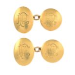 A pair of early 20th century 18ct gold cufflinks,