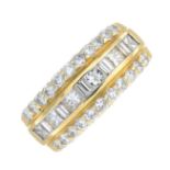 A vari-cut diamond three-row band ring.Estimated total diamond weight 1.50cts,