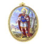 A late 19th century gold enamel and rock crystal locket,