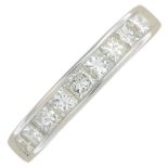 An 18ct gold square-shape diamond half eternity ring.Total diamond weight 0.96ct,