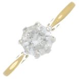 An 18ct gold brilliant-cut diamond single-stone ring.Diamond weight 0.75ct,