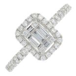 A diamond cluster ring.Total diamond weight 0.47ct,