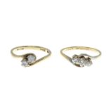 9ct gold brilliant-cut diamond two-stone ring,
