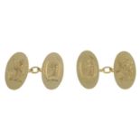 A pair of late Victorian 18ct gold cufflinks.Hallmarks for Chester,